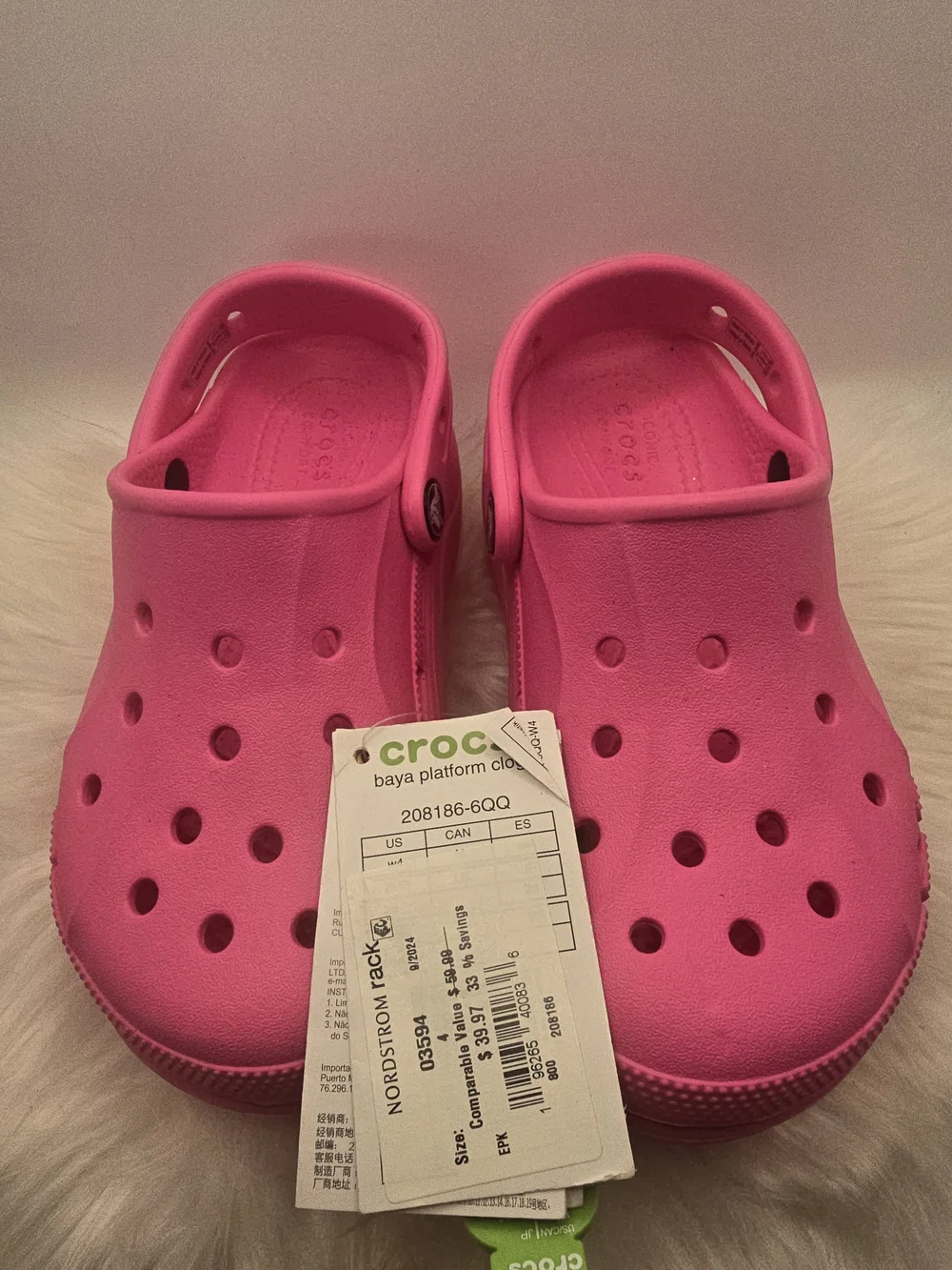 CROCS Kids' Baya Platform Clogs in Hot Pink